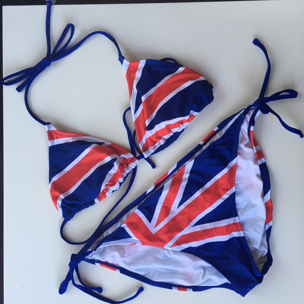 Xhiliration British flag string bikini, size L and Xl